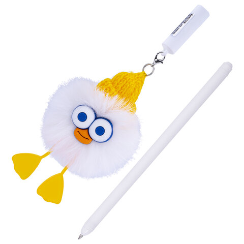 ручка с пушистой подвеской шариковая funster (фанстер) "fluffy duck", синяя, ассорти, пишущий узел 0