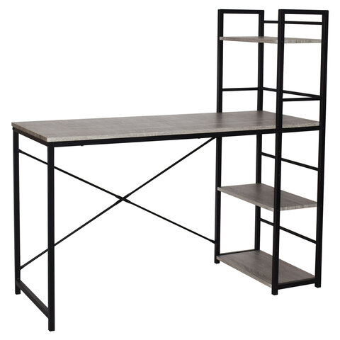 стол на металлокаркасе brabix "loft cd-005", 1200х520х1200 мм, 3 полки, цвет дуб антик, 641222