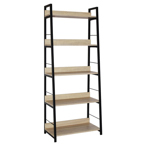 стеллаж на металлокаркасе brabix "loft sh-003", 600х350х1500 мм, 5 полок, цвет дуб натуральный, 6412