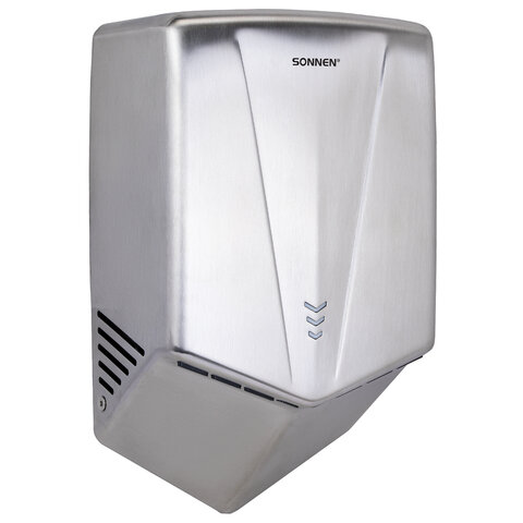 сушилка для рук высокоскоростная антивандальная sonnen k2022a, 1300 вт, 150 м/с, ipx1, 72 дб, нержав