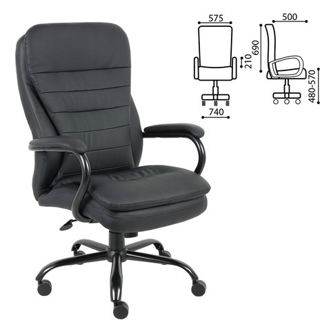 кресло офисное brabix premium "heavy duty hd-001", усиленное, нагрузка до 200 кг, экокожа, 531015