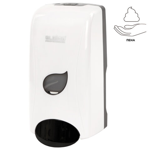 дозатор для мыла-пены laima professional eco, наливной, 1 л, белый, abs-пластик, 606552