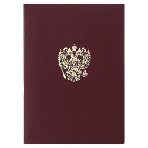 папка адресная бумвинил с гербом россии, формат а4, бордовая, индивидуальная упаковка, staff "basic"