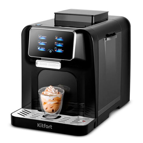 кофемашина kitfort кт-7424, 1480 вт, объем 1,5 л, для зерен 200 г, черная