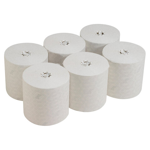 полотенца бумажные рулонные kimberly-clark scott, комплект 6 шт., 350 м, белые, 6691