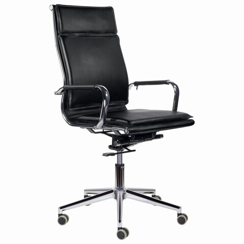 кресло офисное brabix premium "kayman ex-532", экокожа, хром, черное, 532543