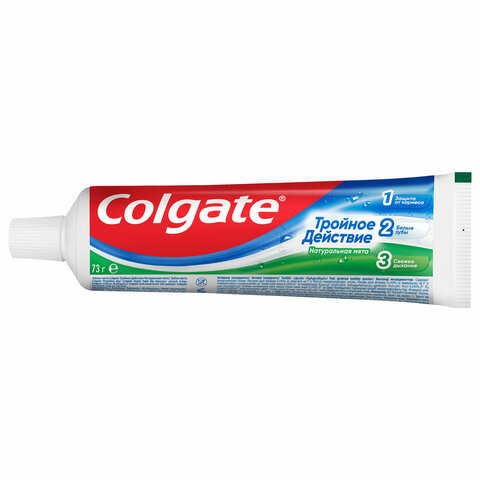 зубная паста 50 мл colgate "натуральная мята", тройное действие, с фторидом, 7891024128954