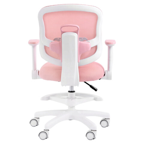 кресло детское с подставкой для ног brabix kids "mg-215", сетка/ткань tw, розовое, 533311