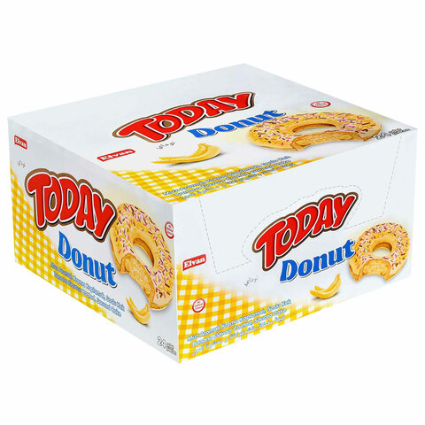 кекс today "donut" со вкусом банана, турция, 24 штуки по 40 г в шоу-боксе, 1369т