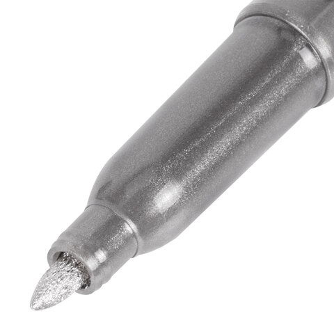 маркер для декорирования и рисования серебристый brauberg art metallic, линия письма 1-3 мм, 152439