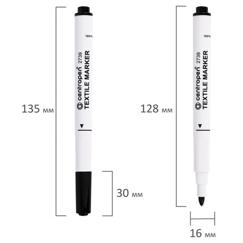 маркеры для ткани 6 цветов centropen "textile marker", круглый наконечник, 1,8 мм, 2739/6, 5 2739 06