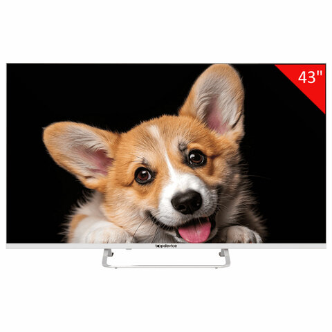телевизор topdevice tdtv43cs03u_we, 43'' (109 см), 3840x2160, 4k, 16:9, yaos, wi-fi, bluetooth, белы