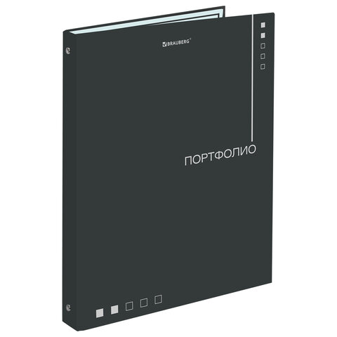 папка-портфолио универсальная, 4 кольца, 20 файлов, 7бц матовая, brauberg "minimalism", 117553