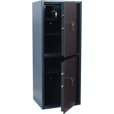 сейф brabix "км-1200т/2", 1200х475х400 мм, 76 кг, 2 отделения, ключевой замок, трейзер, крепление к 
