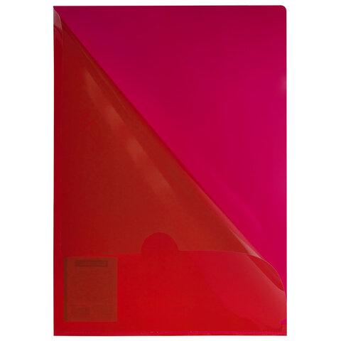папка-уголок жесткая, непрозрачная (тонированная), а4, brauberg "universal", красная, 0,18 мм, 27305