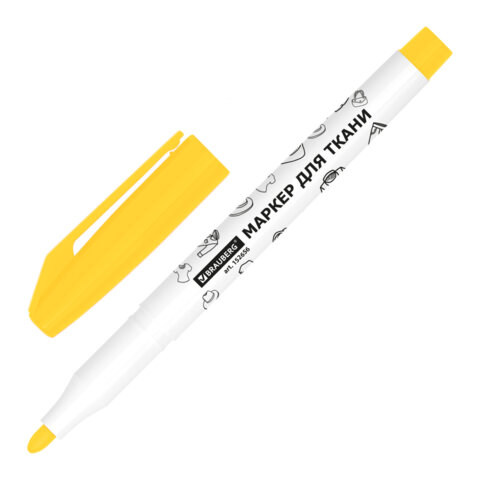 маркеры для ткани 10 цветов, textile marker, несмываемые, круглый наконечник 1-3 мм, brauberg, 15265