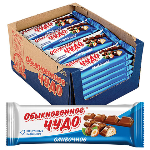 шоколадный батончик вафельный славянка "обыкновенное чудо", сливочный, 55 г, пакет, 30661