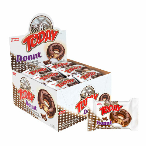 кекс today "donut", со вкусом какао, турция, 24 штуки по 40 г в шоу-боксе, 1368т