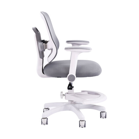 кресло детское с подставкой для ног brabix kids "mg-215", сетка/ткань tw, серое, 533313