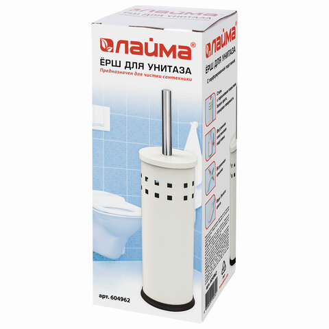 ершик для унитаза с подставкой, металл, белый, глянцевый, laima, 604962