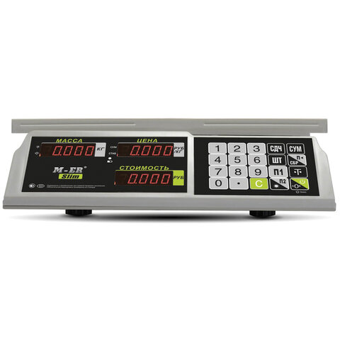 весы торговые mertech m-er 326-15.2 led (0,05-15 кг), дискретность 2 г, платформа 325x230 мм, без ст