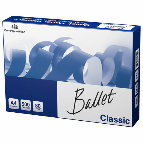 бумага офисная а4, 80 г/м2, 500 л., марка в, ballet classic, россия, 153% (cie)
