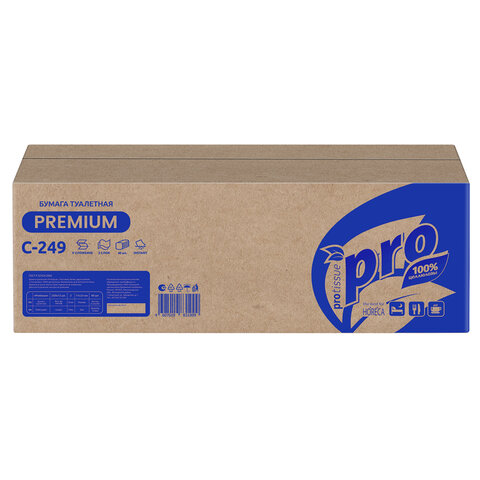 бумага туалетная листовая 250 шт., protissue (t3) premium, 2-слойная, белая, 22,5х11 см, комплект 40