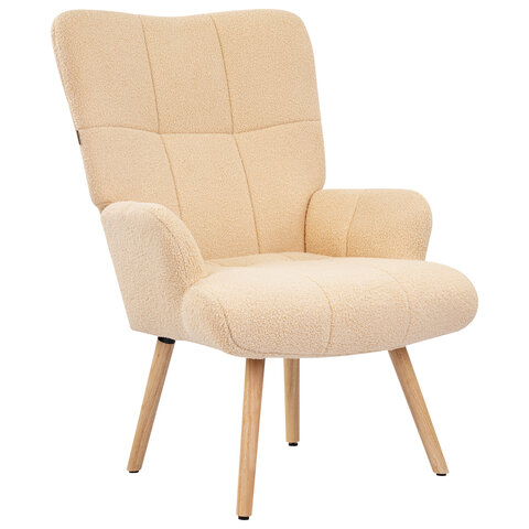 кресло brabix "soft lc-305", фактурная ткань букле (экомех), кремовое, 533146