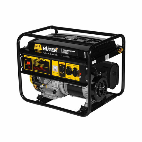 бензиновый генератор huter dy6500l, 5500 вт, 13 л.с., 4-тактный, 22 л, ручной стартер, 64/1/6