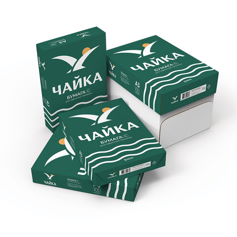 бумага офисная большого формата (297х420), а3, 80 г/м2, 500 л., марка с, чайка, россия, 143% (cie)