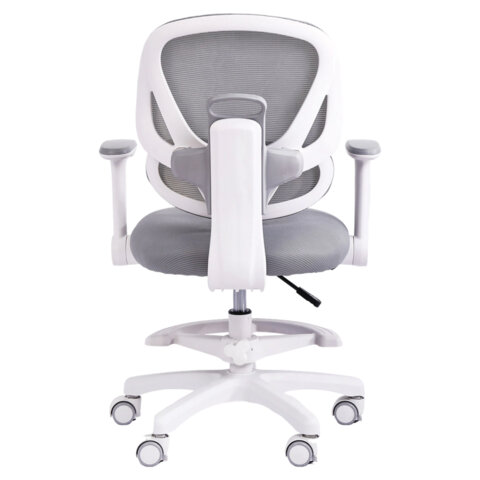 кресло детское с подставкой для ног brabix kids "mg-220", сетка/ткань tw, серое, 533315
