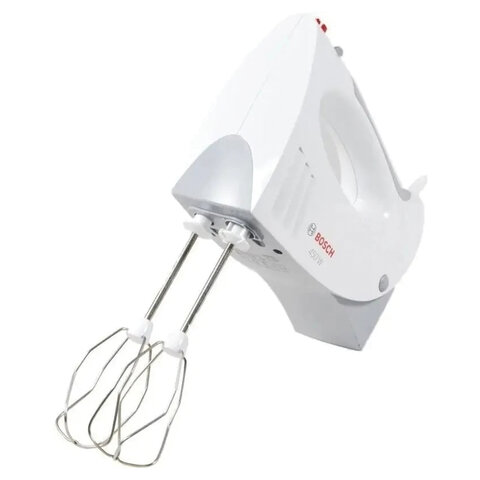 миксер bosch mfq 3540, 450 вт, 5 скоростей, 2 венчика, 2 крюка для теста, стакан, белый, mfq3540