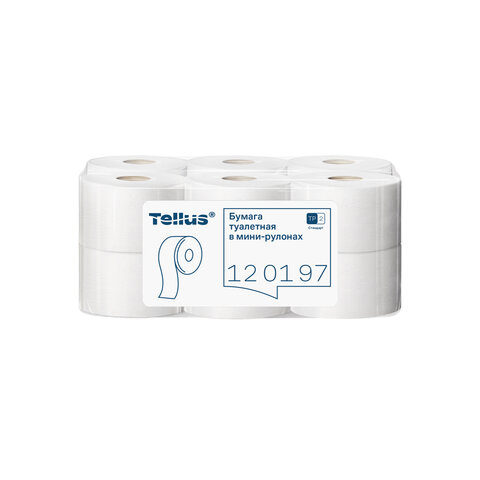 бумага туалетная 200 метров, tellus/tork (система t2) universal, 1-слойная, комплект 12 рулонов, 120