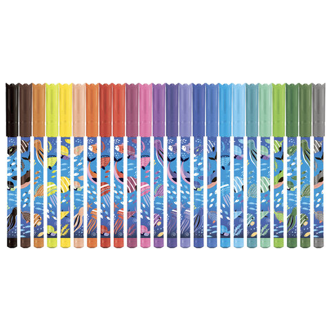 фломастеры maped color'peps "ocean life", 24 цвета, смываемые, вентилируемый колпачок, 845703
