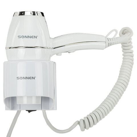 фен для волос настенный sonnen hd-2206 super power, 1850 вт, белый, 3 температурных режима, 608482