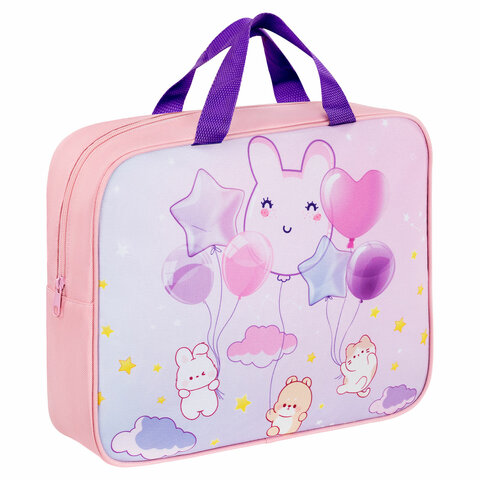 папка на молнии с ручками brauberg kids а4, 1 отделение, полиэстер, 80 мм, "dreamy clouds", 273314
