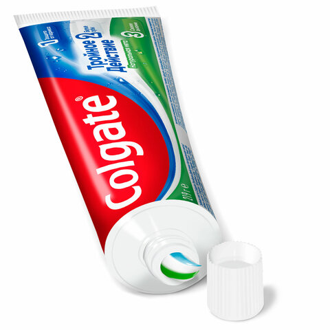 зубная паста 150 мл colgate "натуральная мята", тройное действие, с фторидом, 6920354806926
