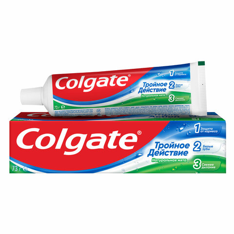 зубная паста 50 мл colgate "натуральная мята", тройное действие, с фторидом, 7891024128954
