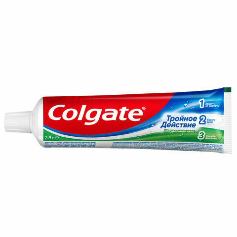 зубная паста 150 мл colgate "натуральная мята", тройное действие, с фторидом, 6920354806926