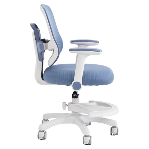 кресло детское с подставкой для ног brabix kids "mg-215", сетка/ткань tw, голубое, 533312