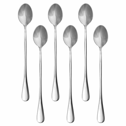 ложки чайные 19,5 см длинные standard, комплект 6 шт., полированная нержавеющая сталь, серебристые, 