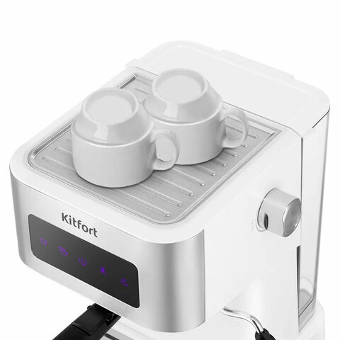 кофеварка рожковая kitfort кт-7139, 1050 вт, объем 1,5 л, 15 бар, ручной капучинатор, белая