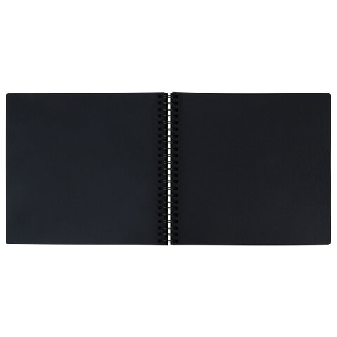 фотоальбом 30х32 см, 48 черных листов, уголки, стикеры, ручка, клей, brauberg black line, 880650