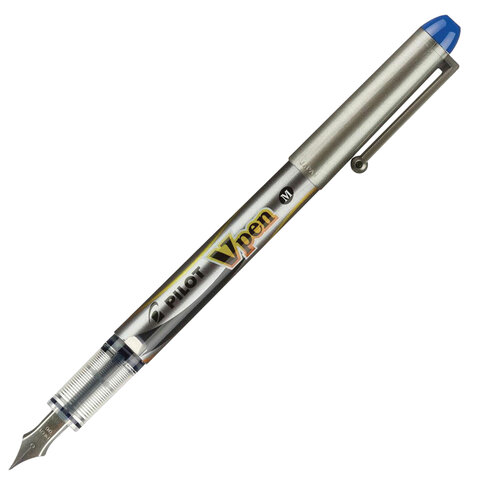 ручка перьевая pilot v-pen, синяя, корпус серый, линия письма 0,58 мм, svp-4m l