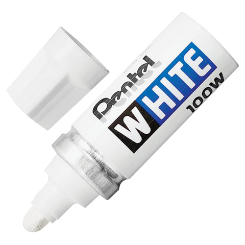 маркер-краска лаковый pentel (япония) white, 6,5 мм, белый, алюминиевый корпус, длина письма 1200 м,