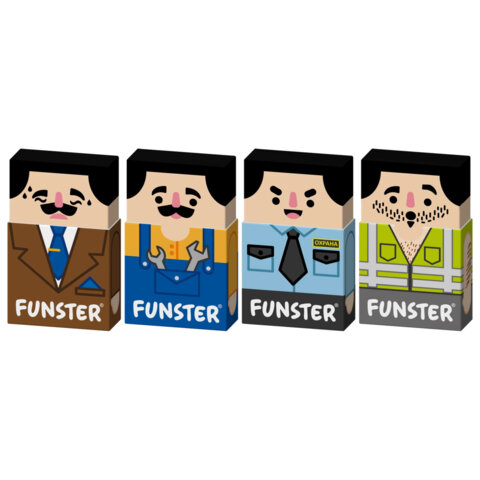 ластик изменяющийся funster (фанстер) "лысый мэн", 50х30х12 мм, картонный держатель, ассорти, 274022