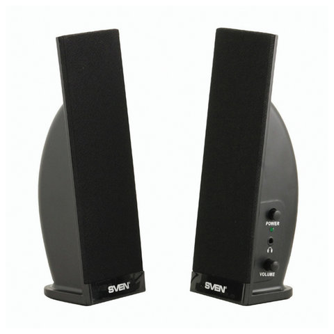 колонки компьютерные sven 230, 2.0, 2х2 вт, пластик, черные, sv-0110230bk