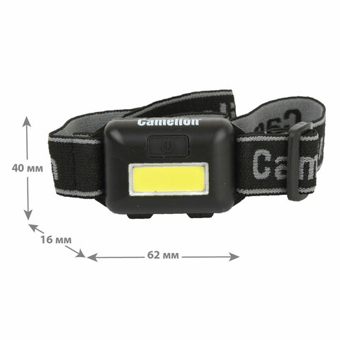 фонарь налобный camelion 1 вт cob, 3 режима, питание 3хaaа (не в комплекте), led5355