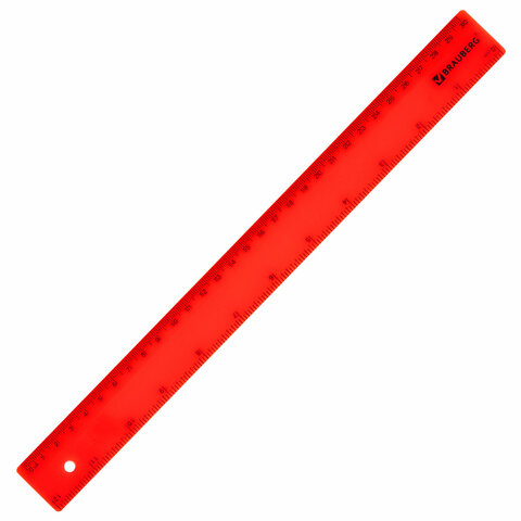 линейка пластиковая 30 см, brauberg, неоновая, ассорти, 210839