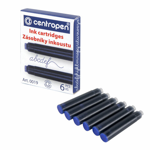 картриджи чернильные синие centropen, комплект 6 шт., 0019/6, 1 0019 0601